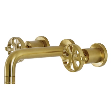 Kingston Brass KS8127RX Two-Handle Wall Mount Bathroom Faucet, Brushed Brass KS8127RX